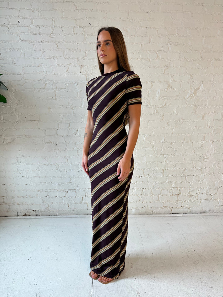 Brene Brown Multi-Stripe Keyhole Maxi Dress