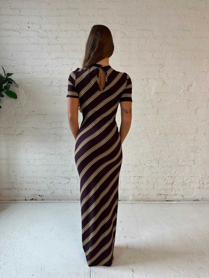 Brene Brown Multi-Stripe Keyhole Maxi Dress