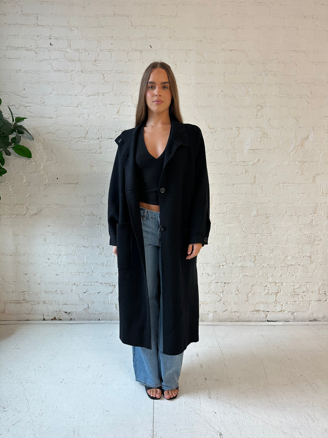 Alyssa Black Belted Duster Coat