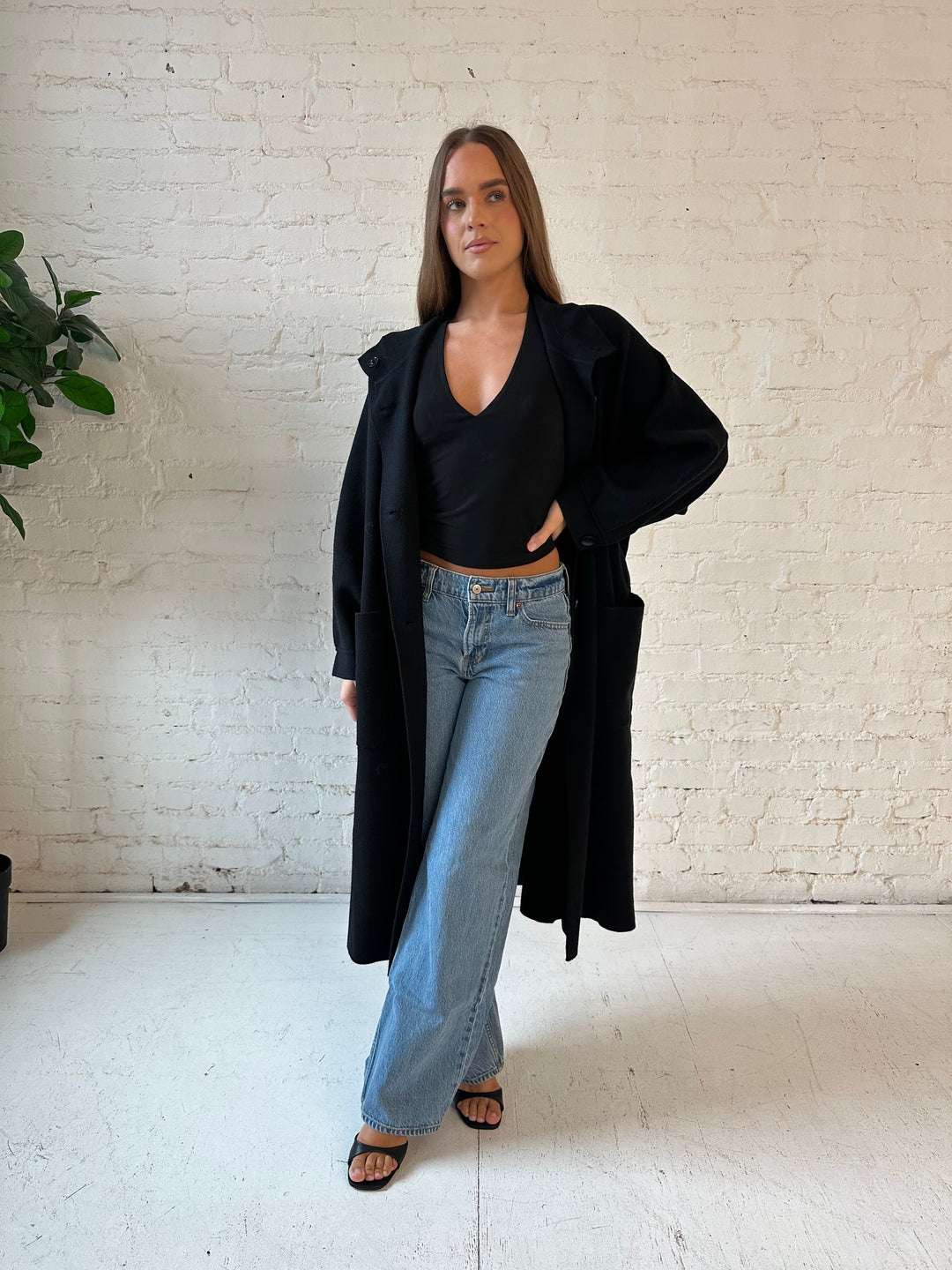 Alyssa Black Belted Duster Coat