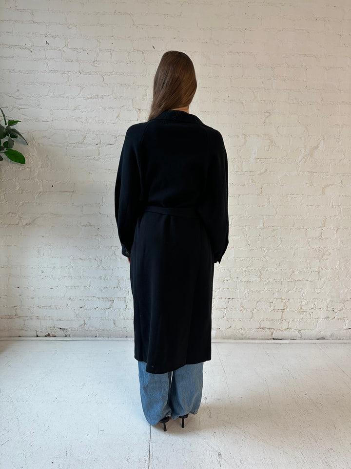 Alyssa Black Belted Duster Coat