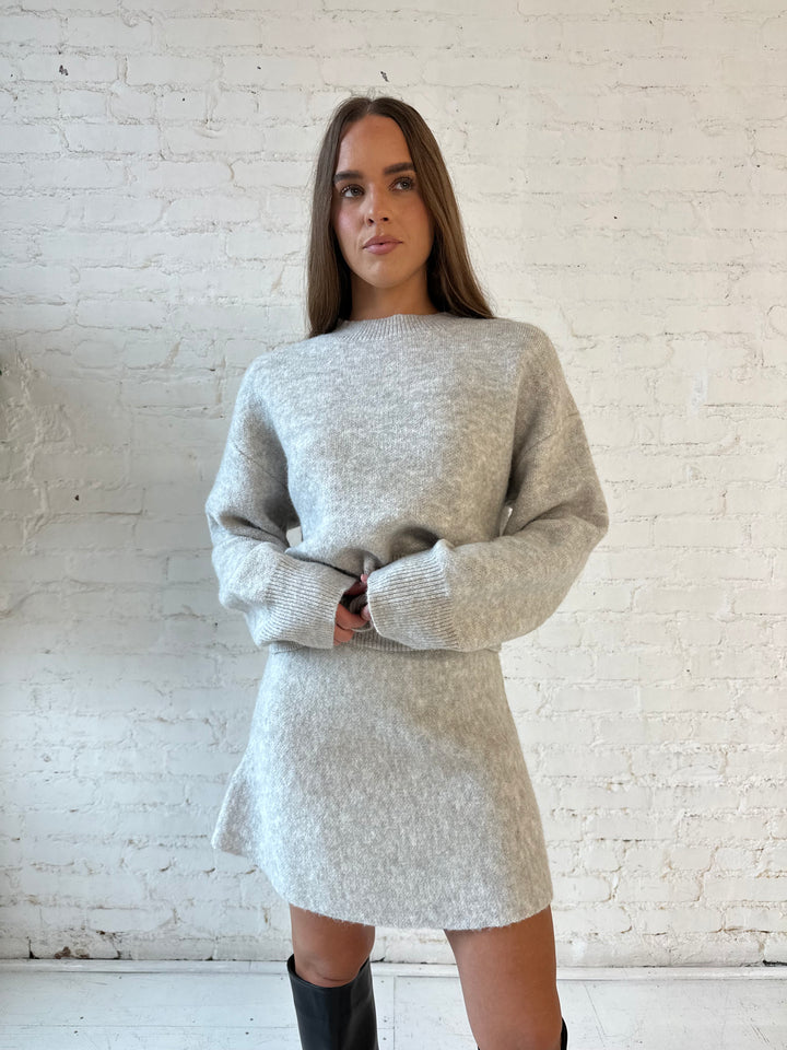 Mikayla Oatmeal Sweater Skirt Set