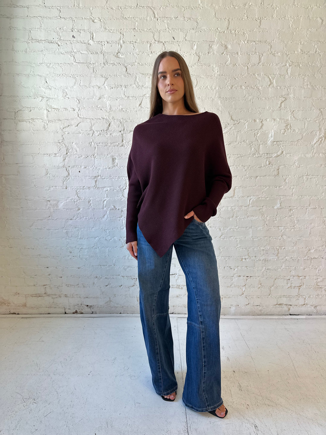 Jocelyn Dolman Sleeve Sweater- Wine