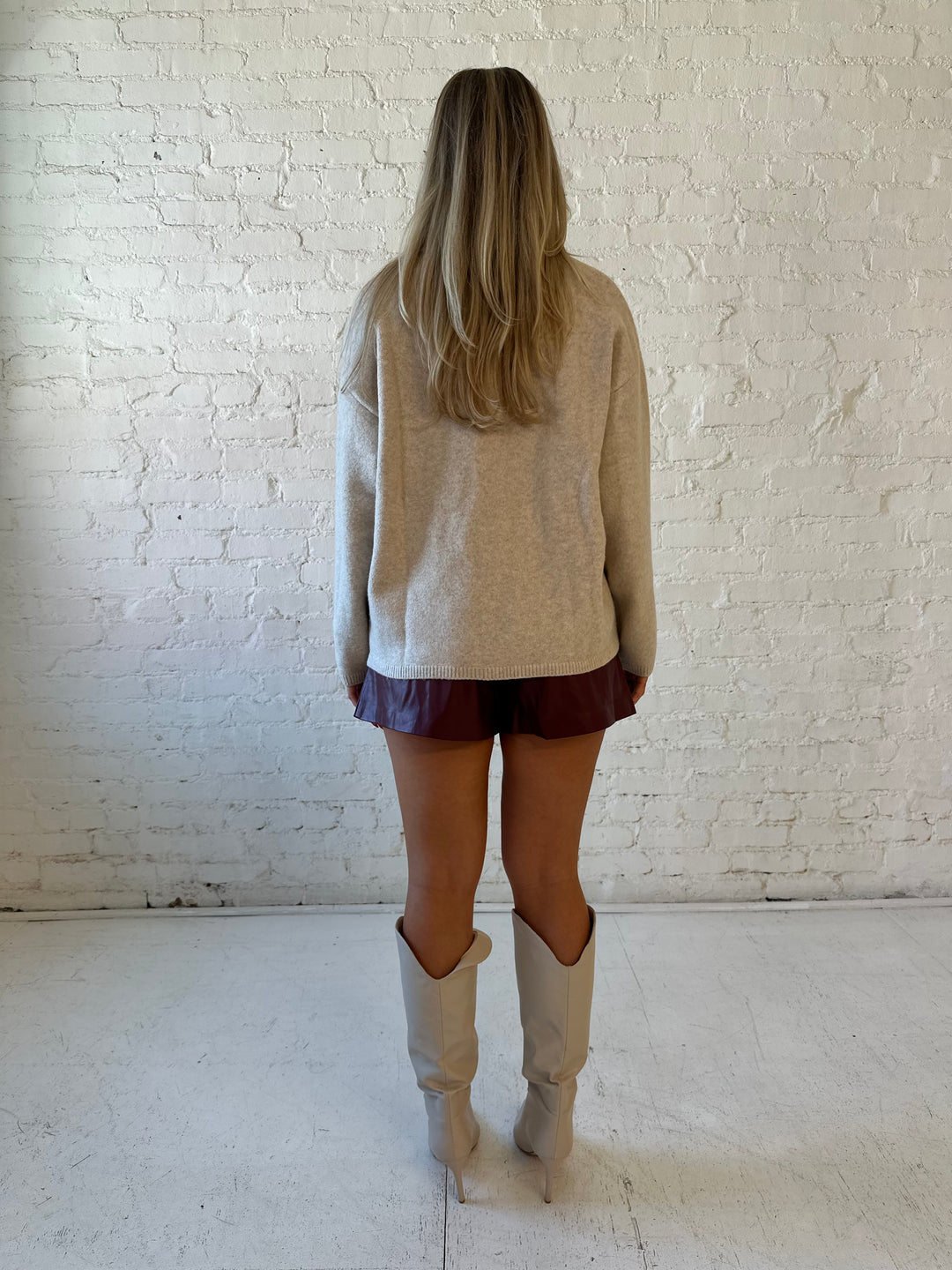 Brenda Leather Belted Shorts- Burgundy