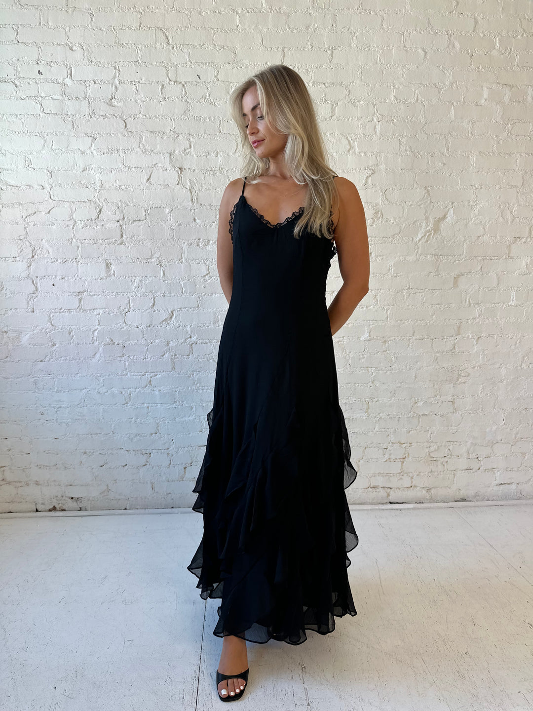 Justine Black Ruffle Tiered Maxi Dress