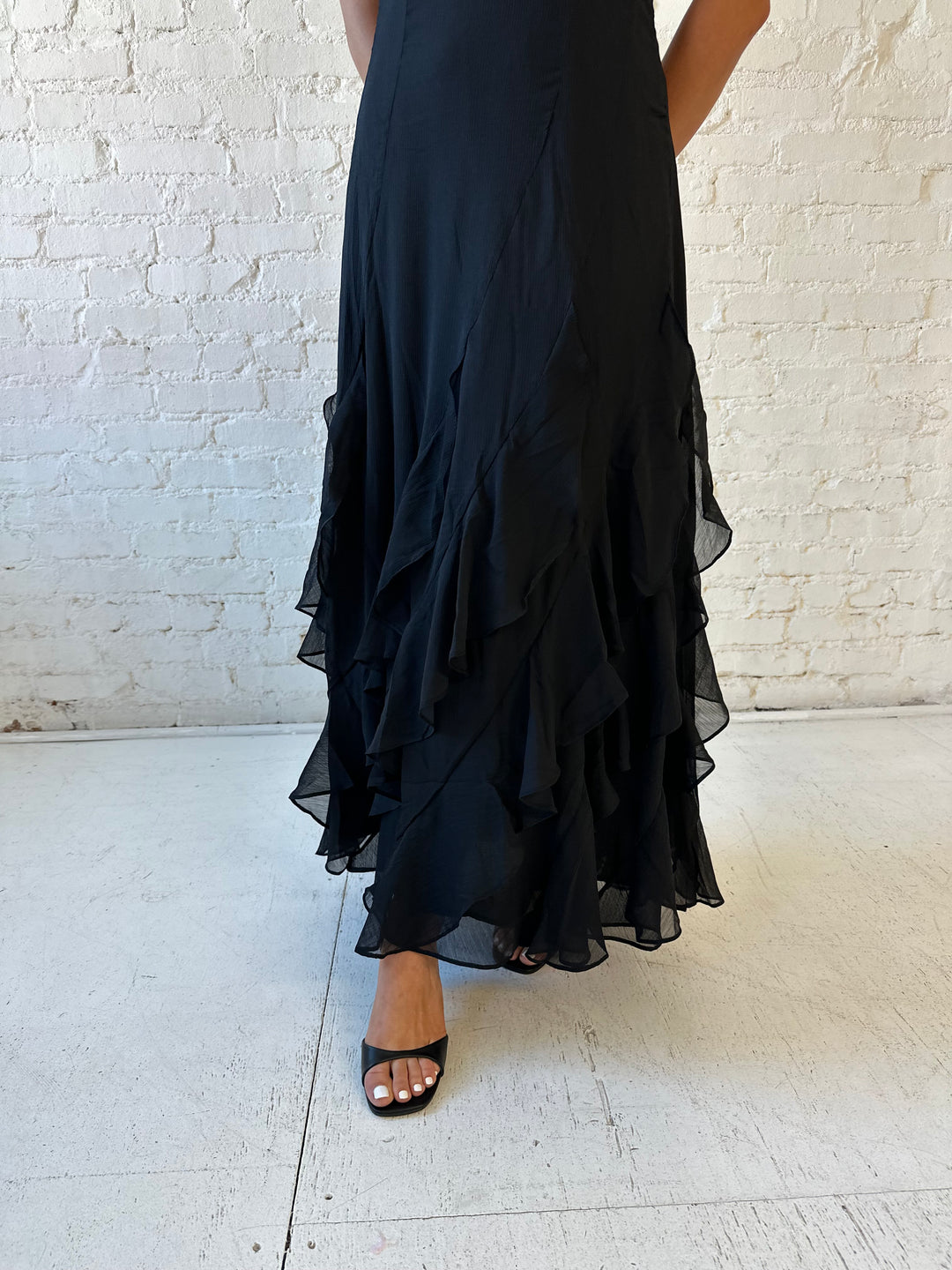 Justine Black Ruffle Tiered Maxi Dress