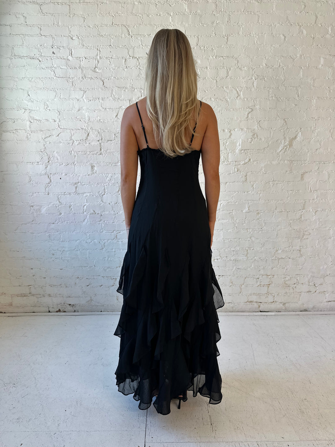 Justine Black Ruffle Tiered Maxi Dress