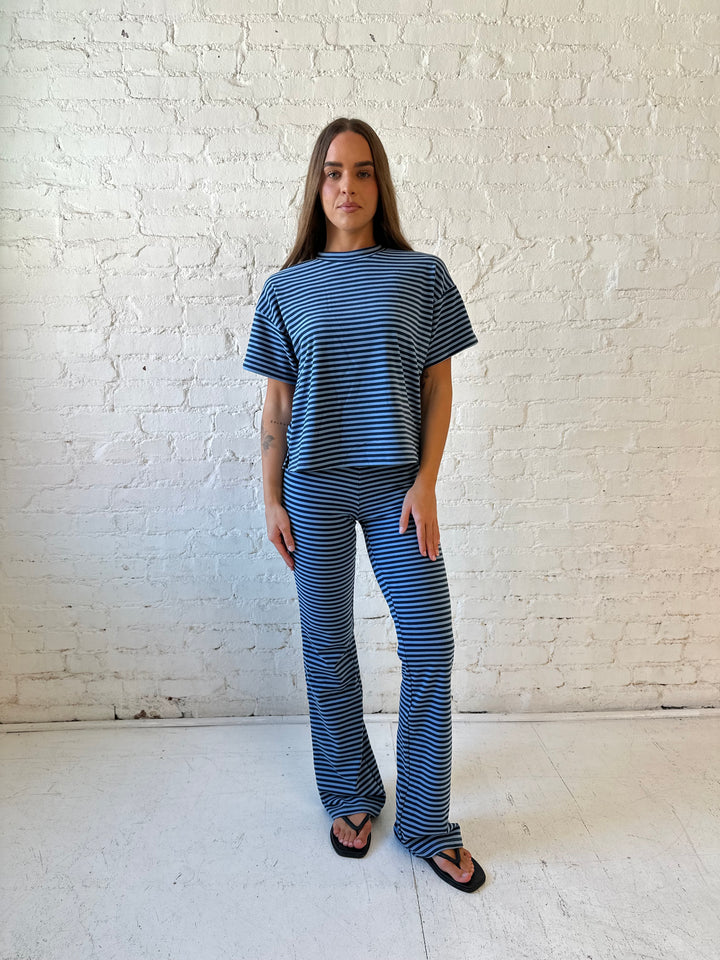 Lizzy Blue Striped Two Piece Lounge Set