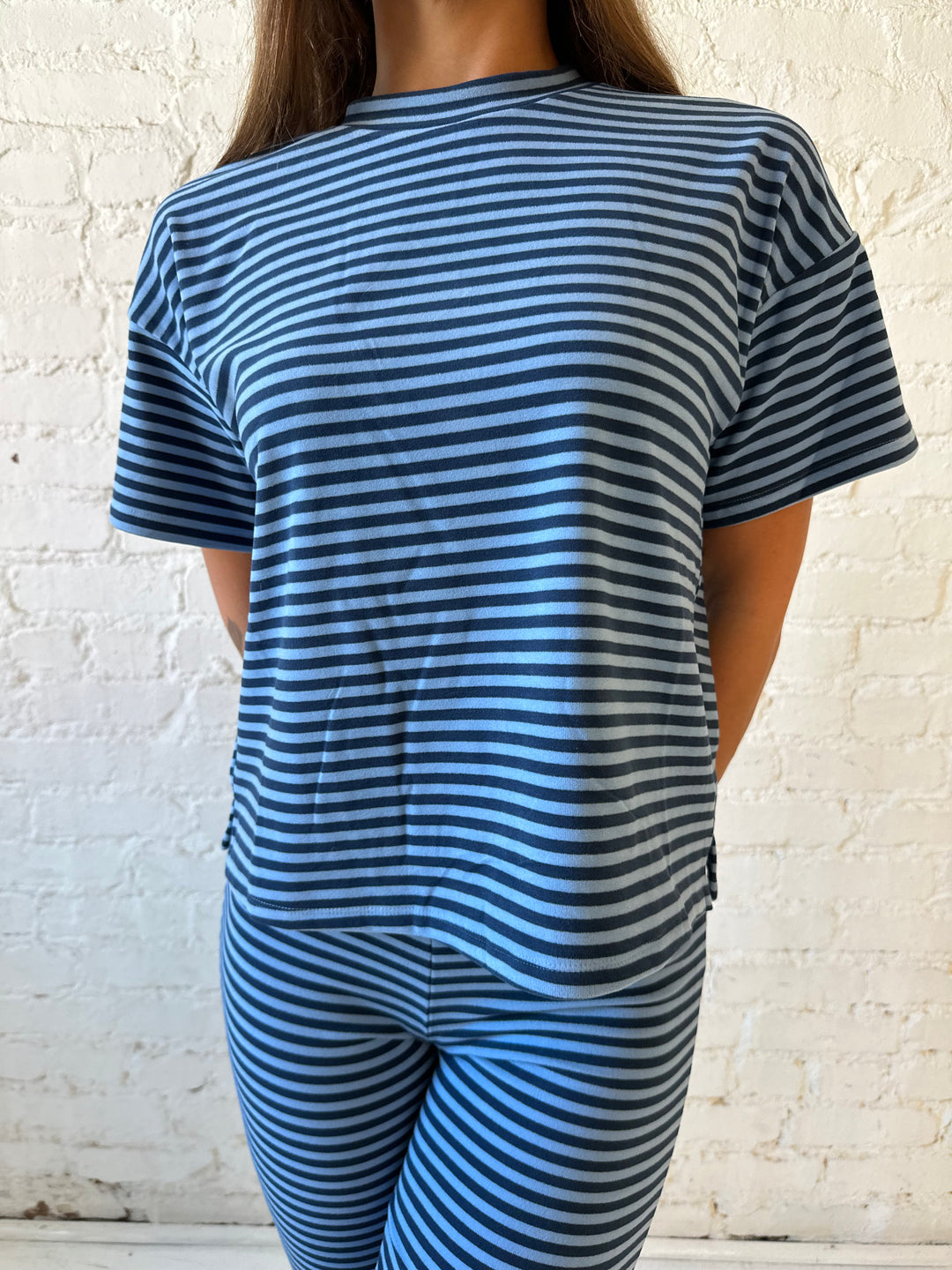 Lizzy Blue Striped Two Piece Lounge Set