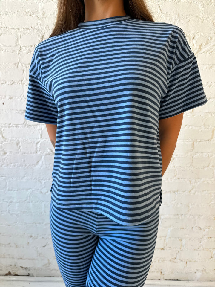 Lizzy Blue Striped Two Piece Lounge Set