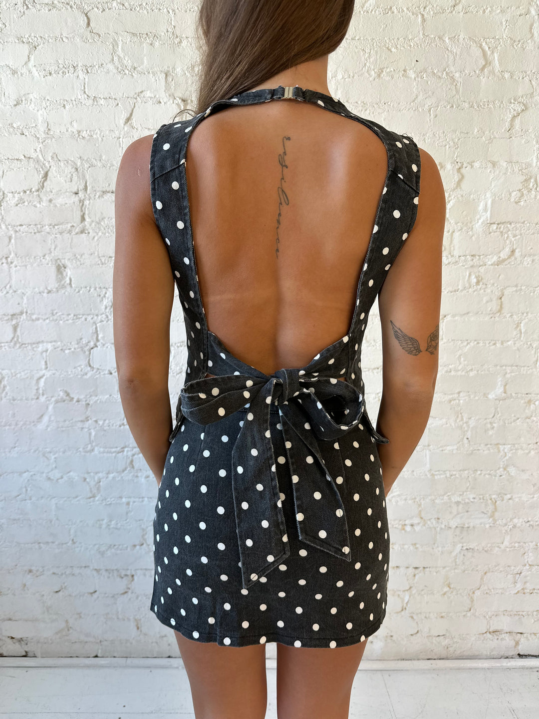 Kacen Charcoal Polka Dot Denim Set