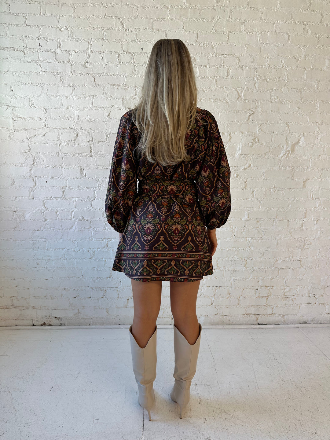 Penny Multicolor Belted Long Sleeve Mini Dress