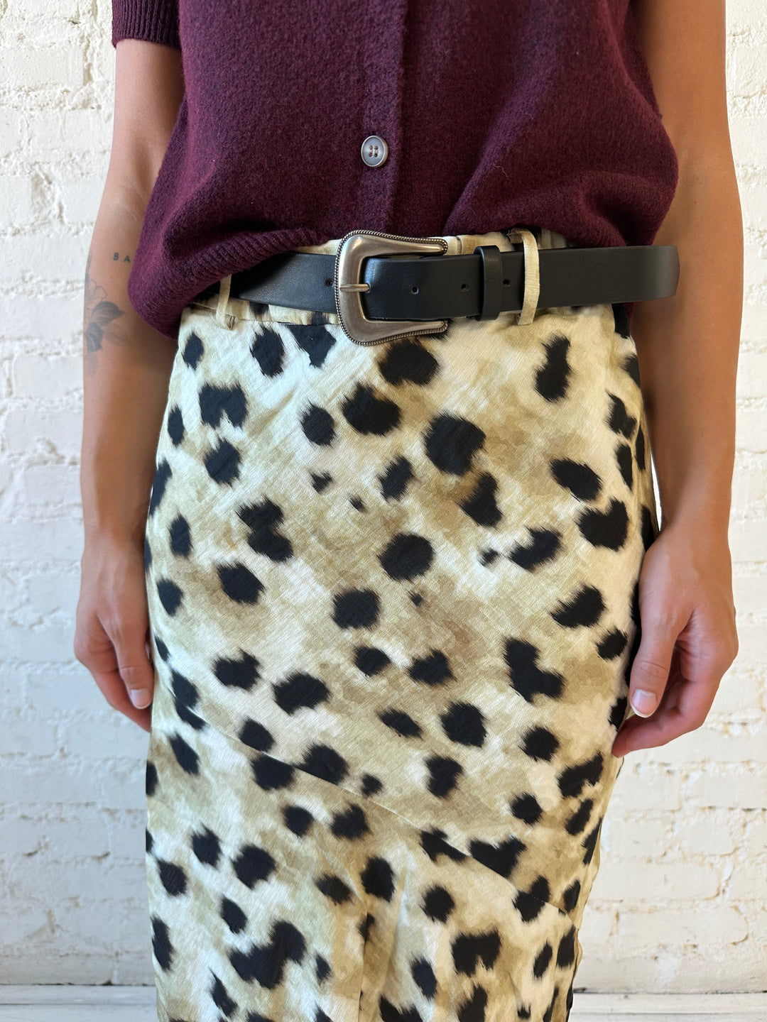 Felicity Leopard Satin Belted Maxi Skirt