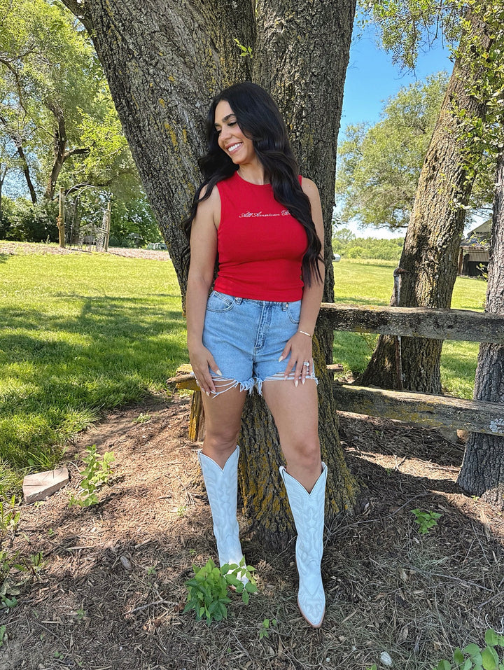 American Babe Red Tank Top