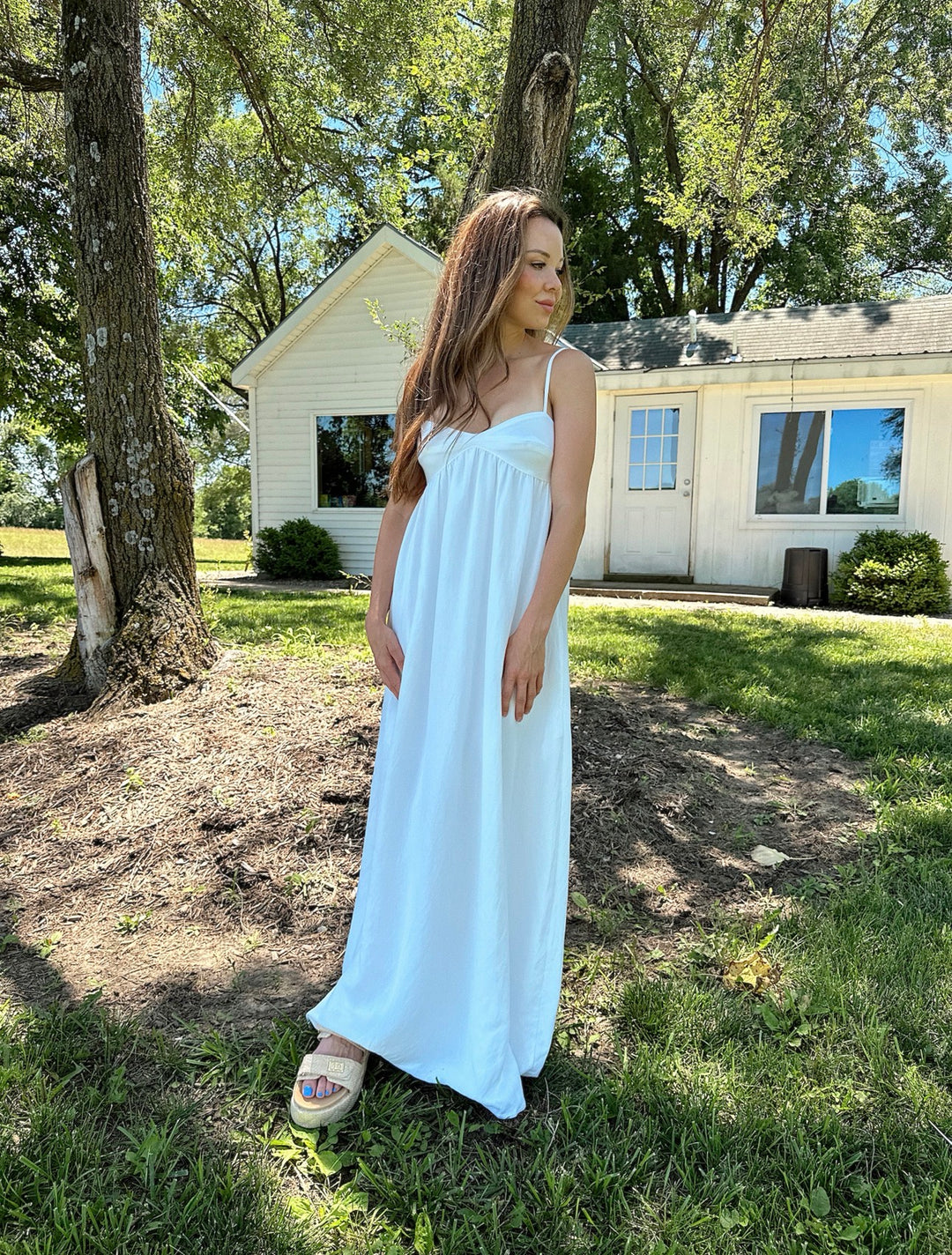 Olsen Sweetheart Maxi Dress- White