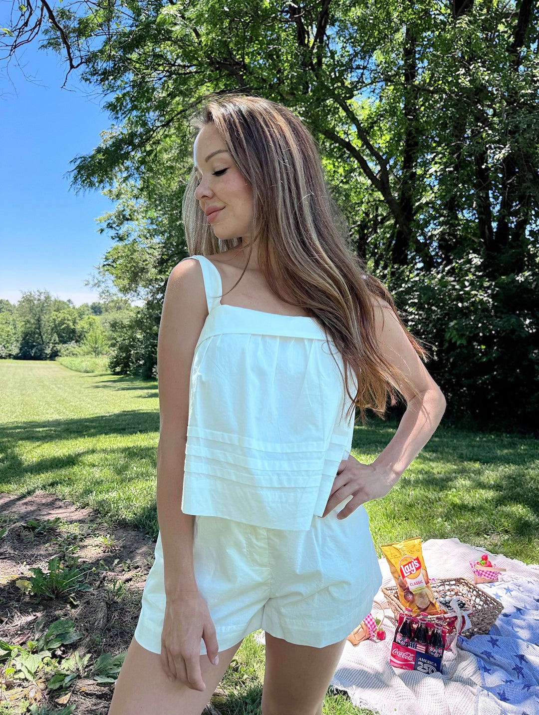 Jones White Two Piece Short Set