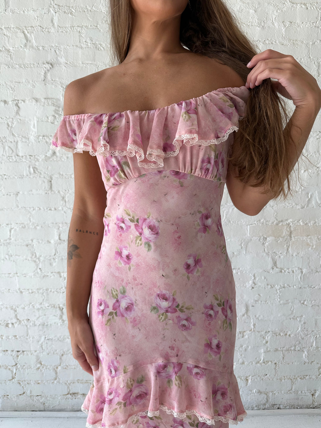 Kaylen Pink Floral Tiered Maxi Dress