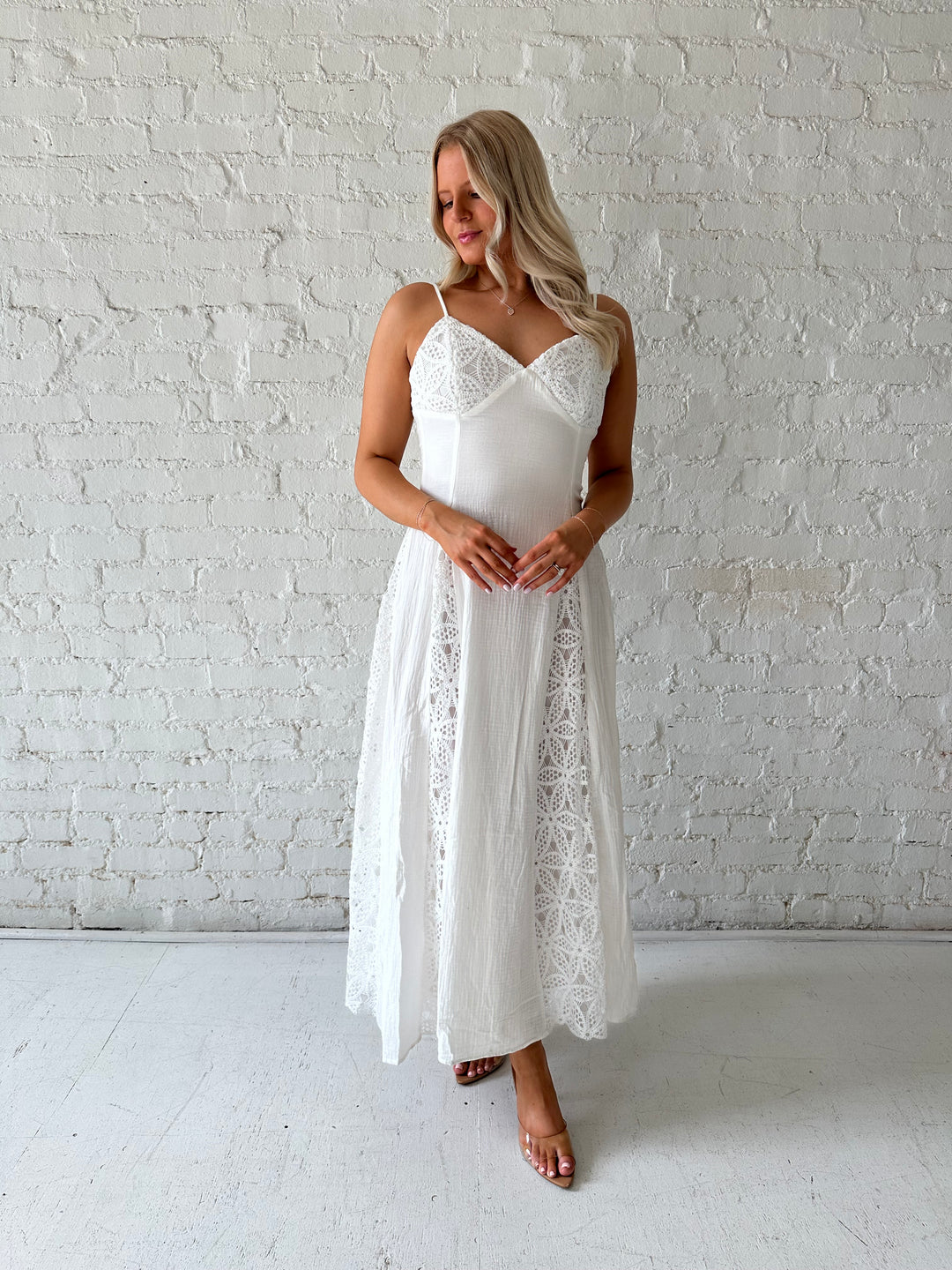 Giselle White Eyelet Maxi Dress
