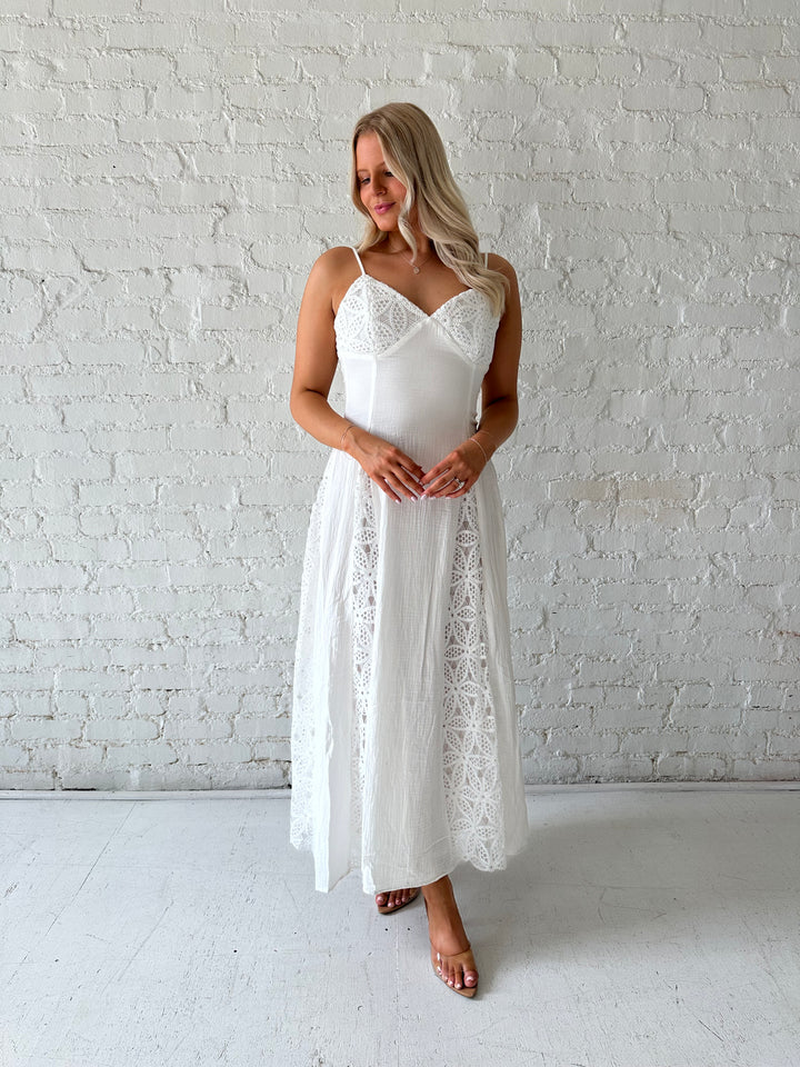 Giselle White Eyelet Maxi Dress