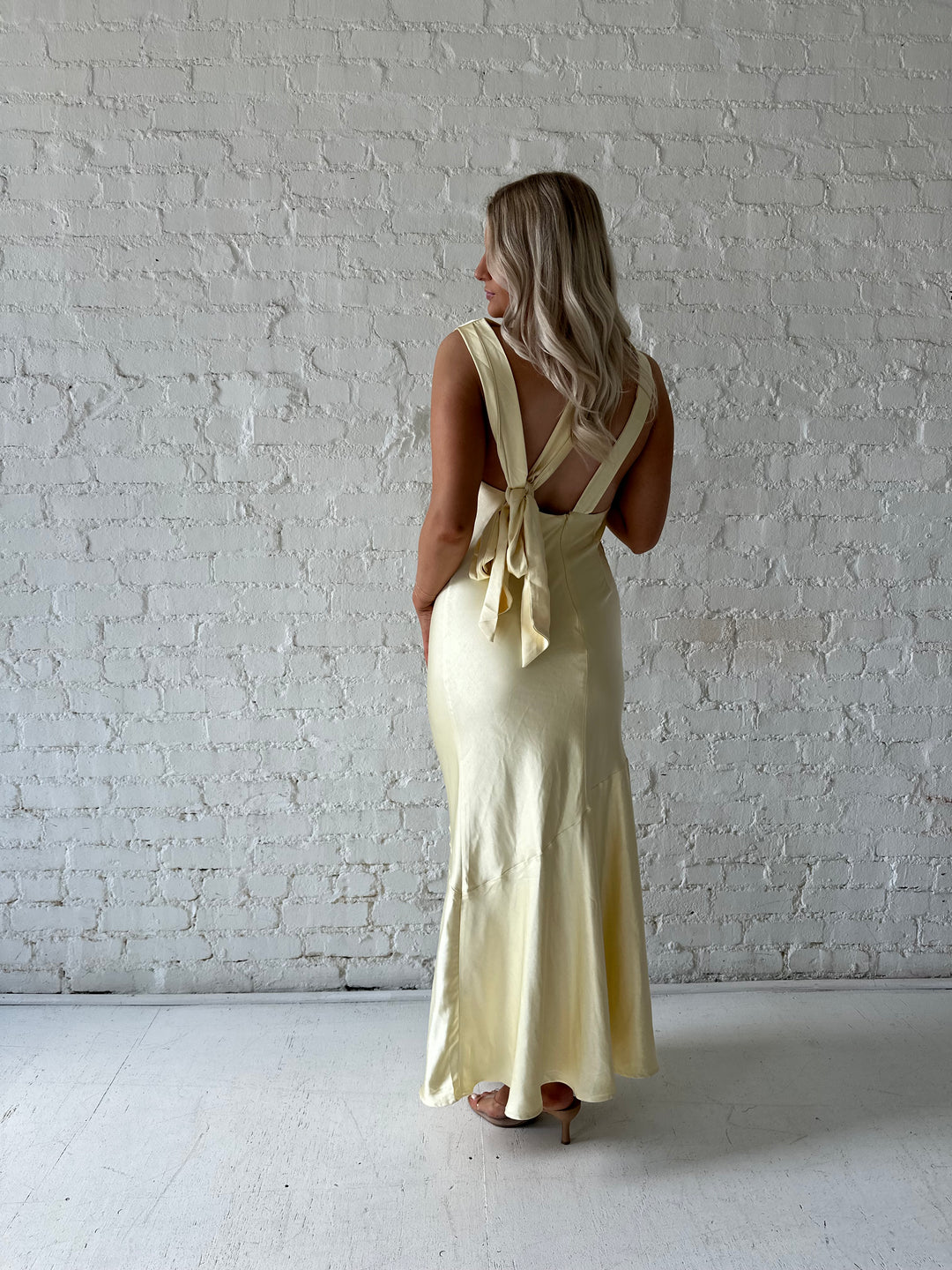 Ophelia Butter Yellow High Neck Maxi Dress