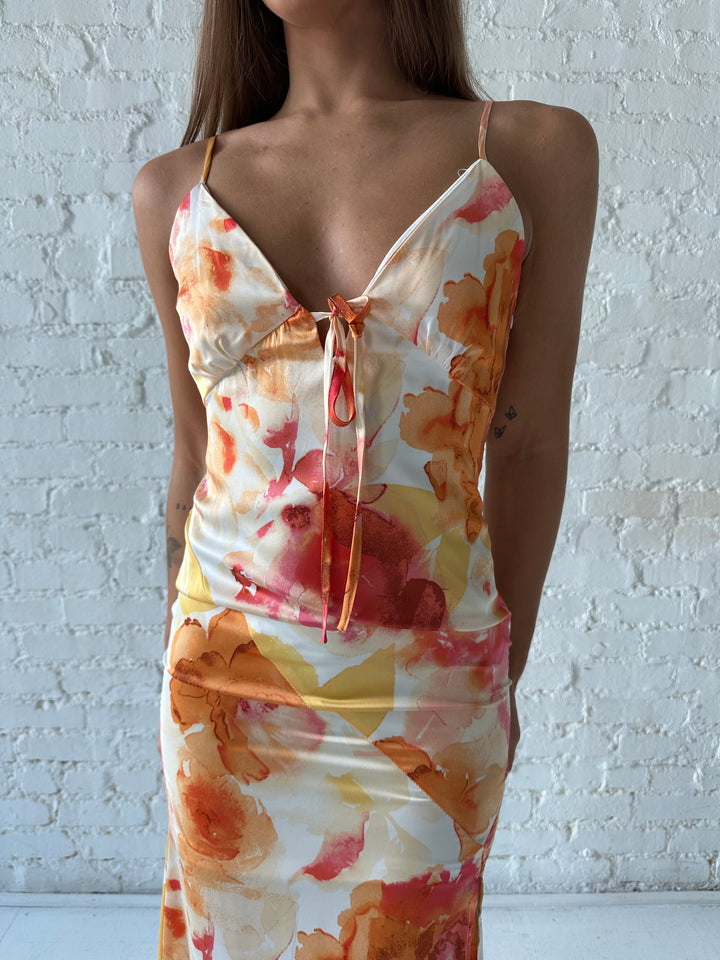 Janie Floral Satin Maxi Dress