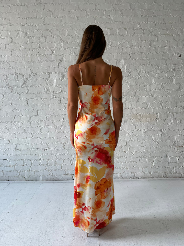 Janie Floral Satin Maxi Dress