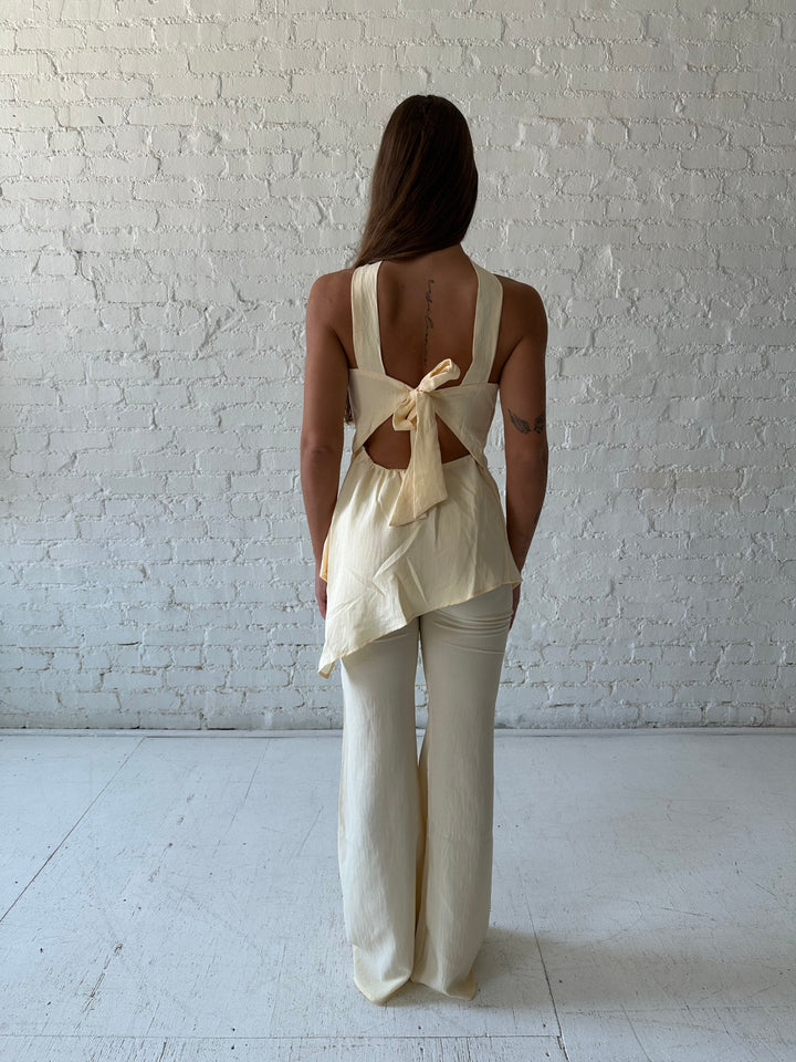 Viv Vanilla Textured One Shoulder Pant Set