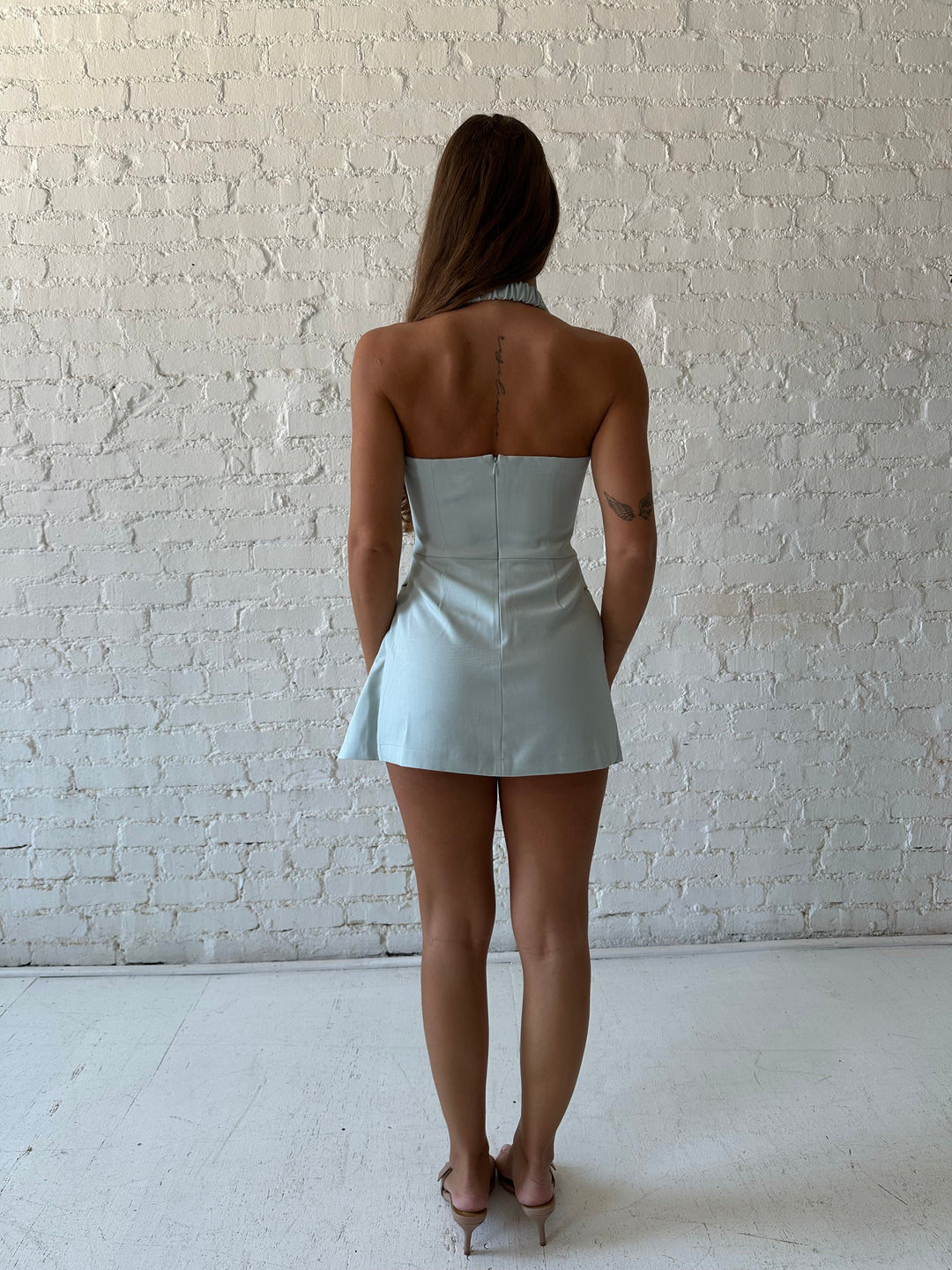 Gia Blue Wrap Halter Mini Dress