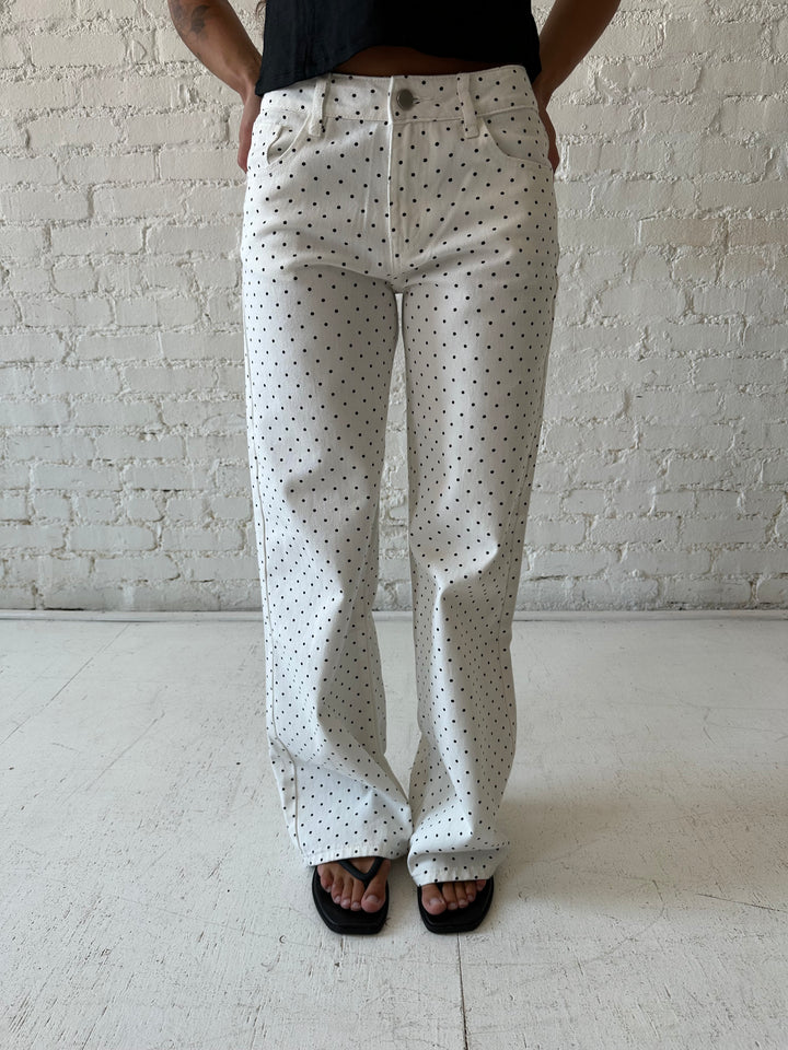 Zavier White Polka Dot Straight Leg Jeans