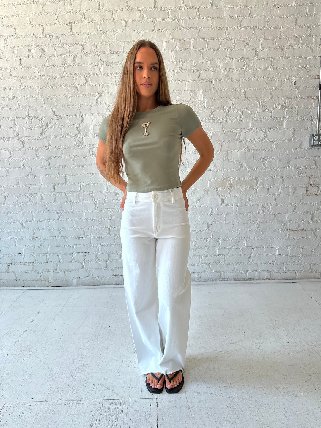 Noa Cream Wide Leg Jeans