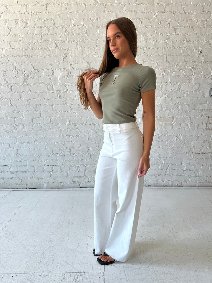 Noa Cream Wide Leg Jeans