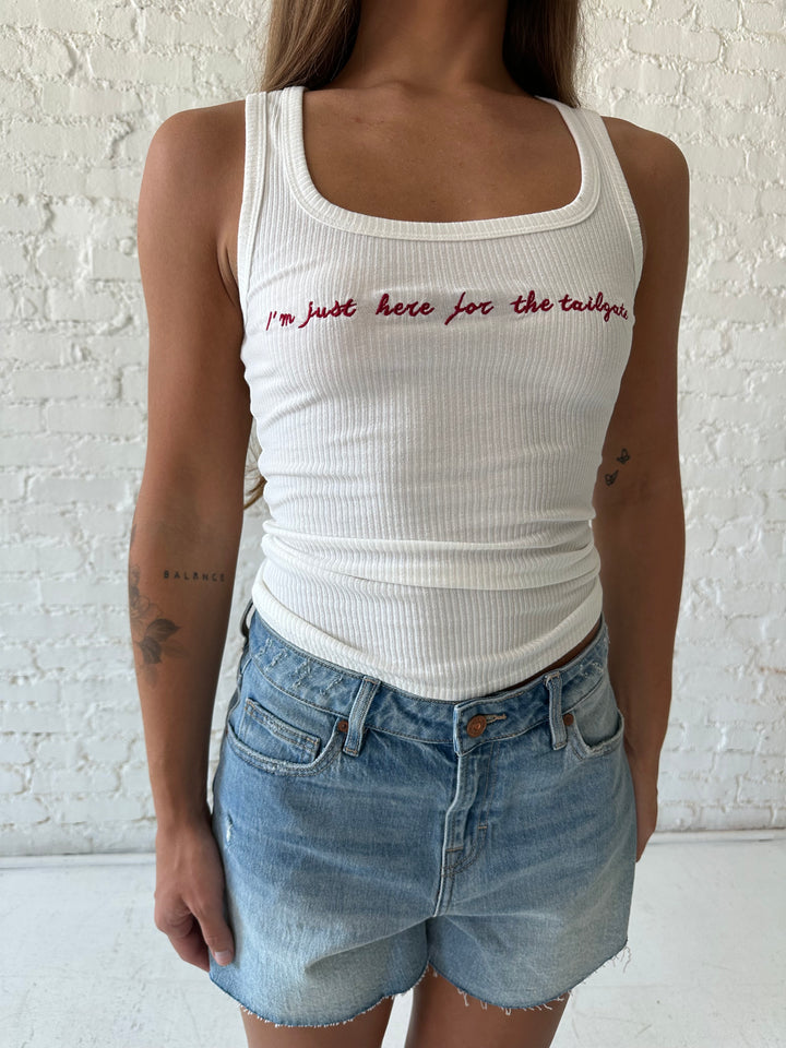 Here For The Tailgate Embroidered Tank