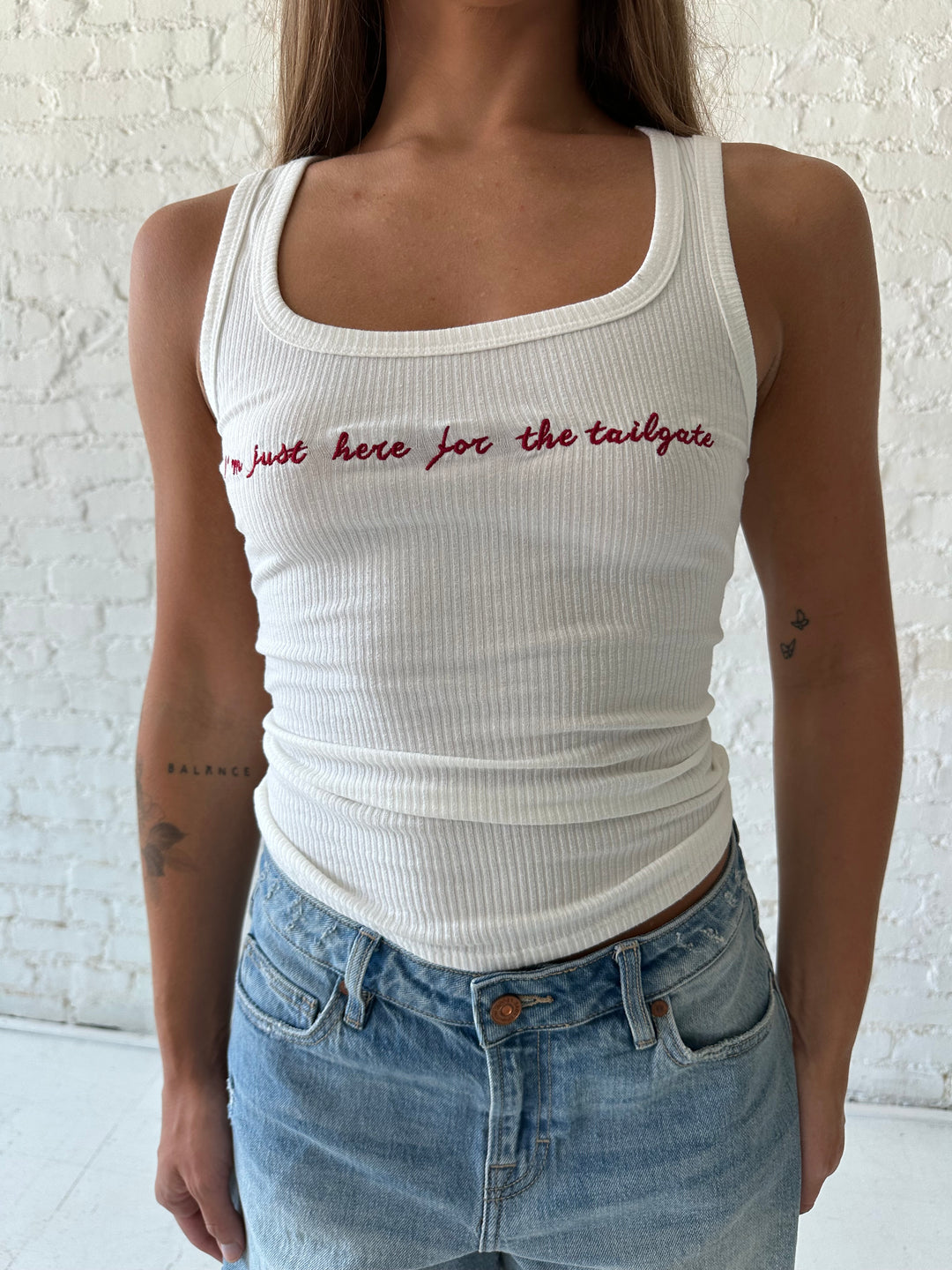 Here For The Tailgate Embroidered Tank