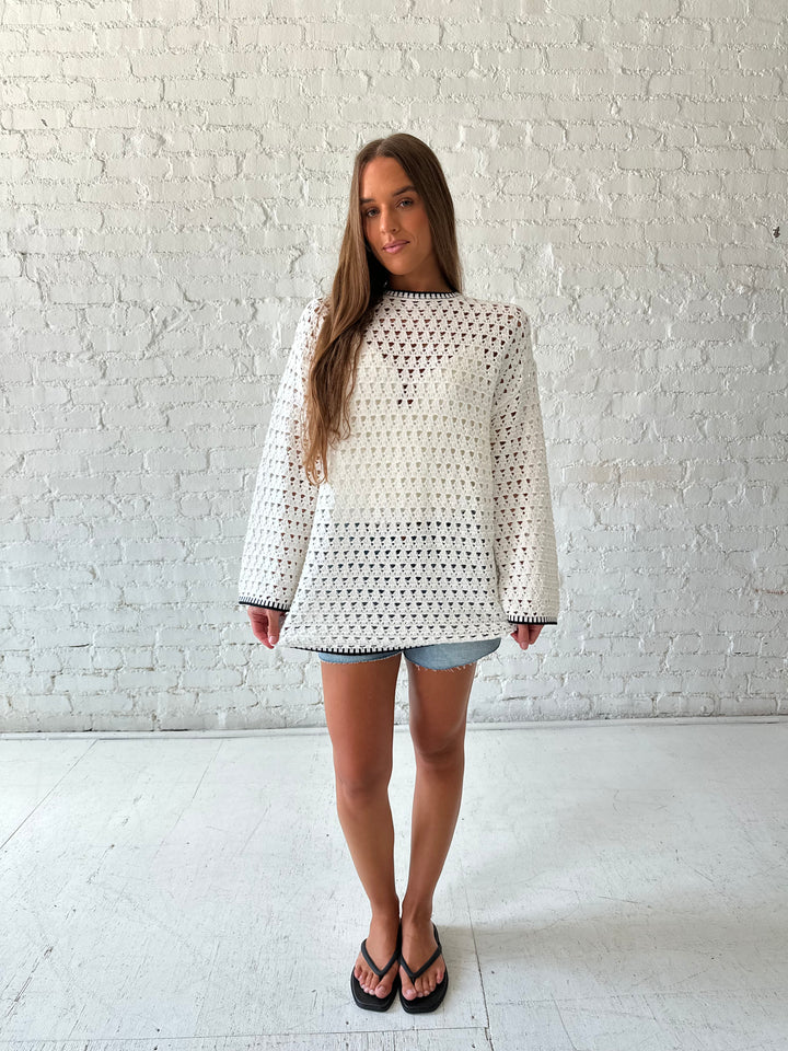 Bailey Long Sleeve Crochet Tunic Top