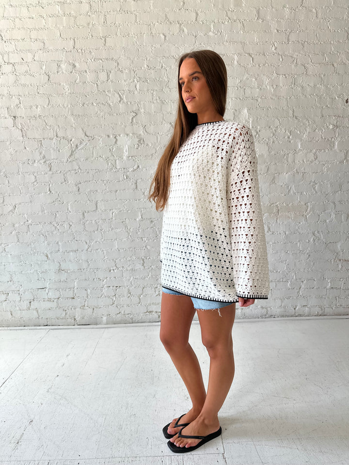 Bailey Long Sleeve Crochet Tunic Top