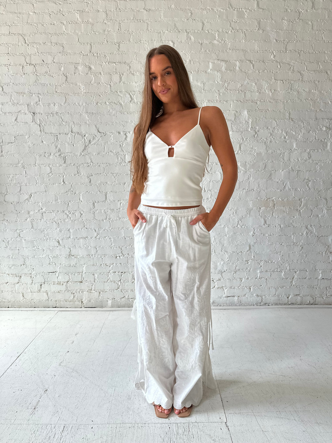 Lora Embroidered Linen Pant