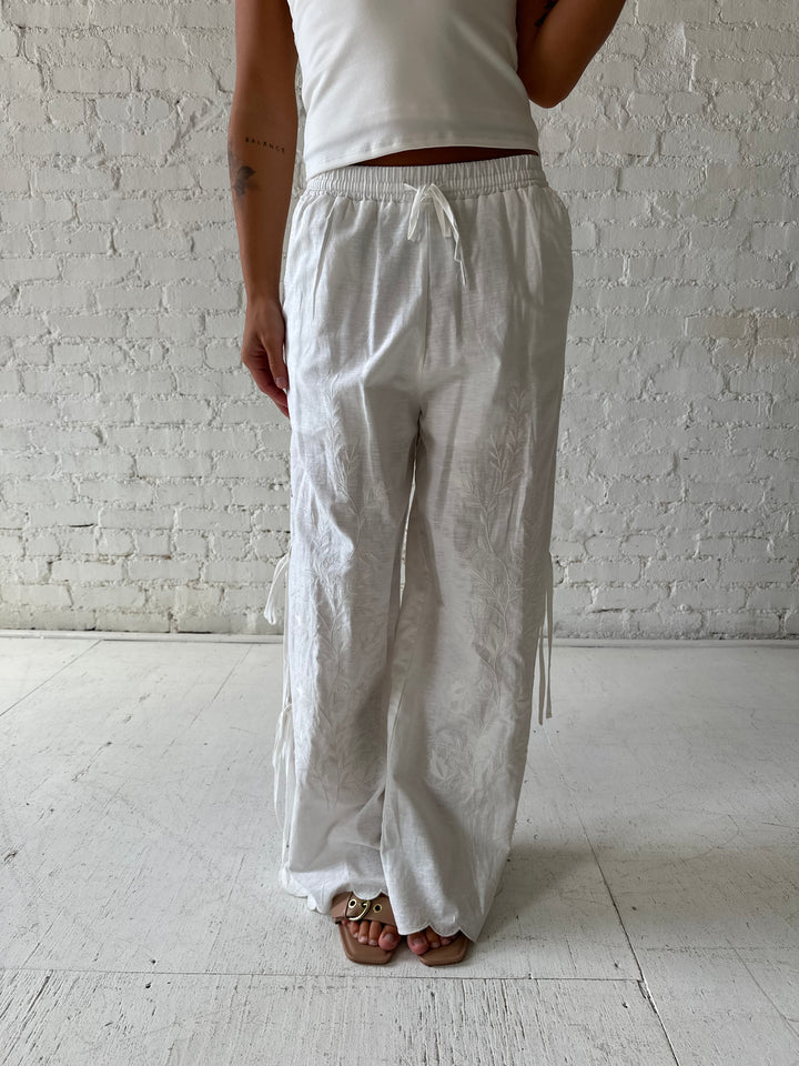 Lora Embroidered Linen Pant