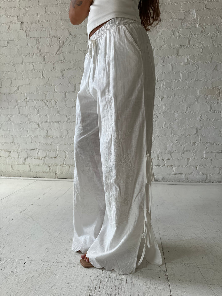 Lora Embroidered Linen Pant