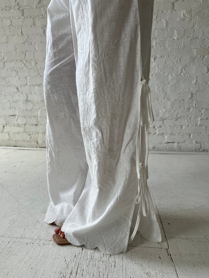 Lora Embroidered Linen Pant