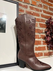 Miley Brown Embroidered Western Boot.