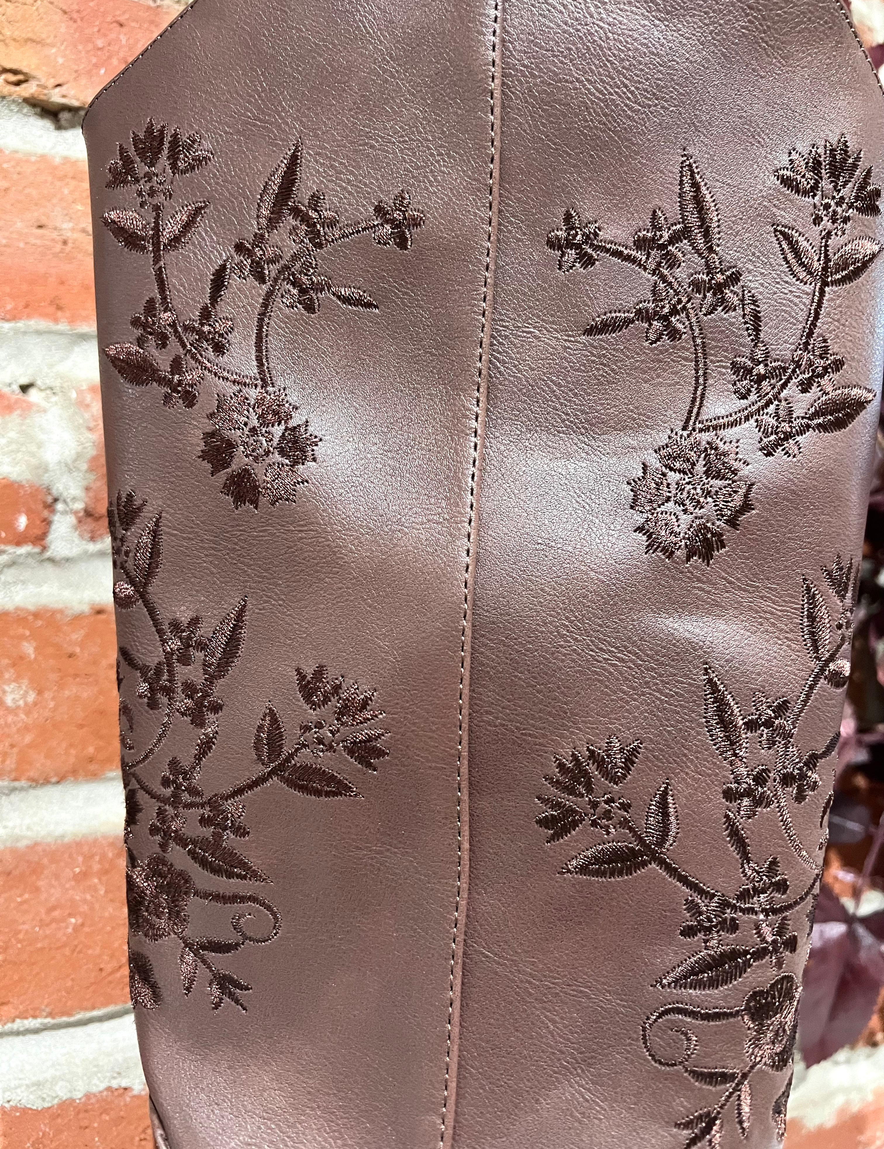 Brown Embroidered Western Boot details.