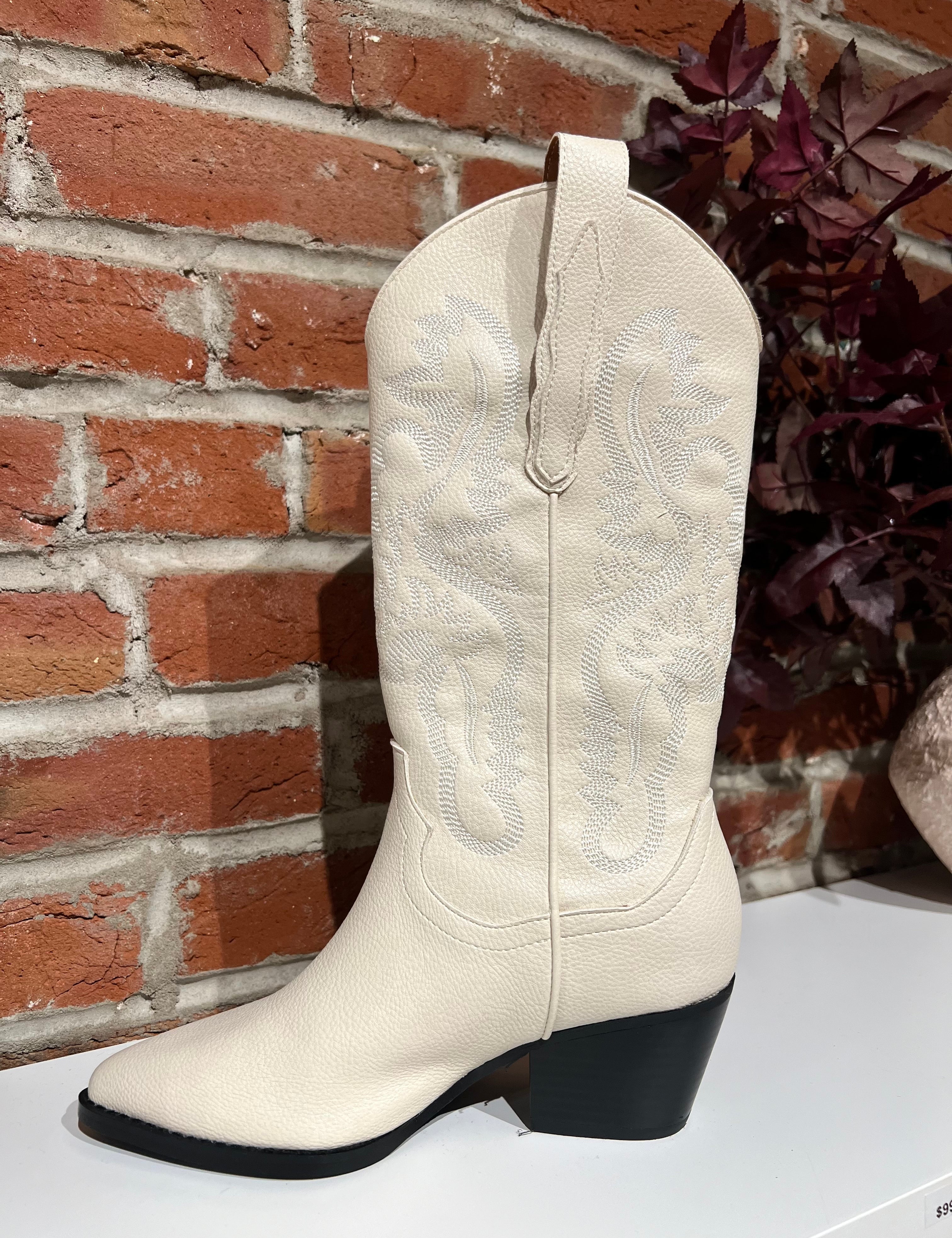 Miranda Off-White Western Boot.
