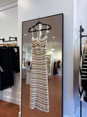 Anna Multicolor Striped Knit Halter Midi Dress