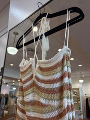 Anna Multicolor Striped Knit Halter Midi Dress