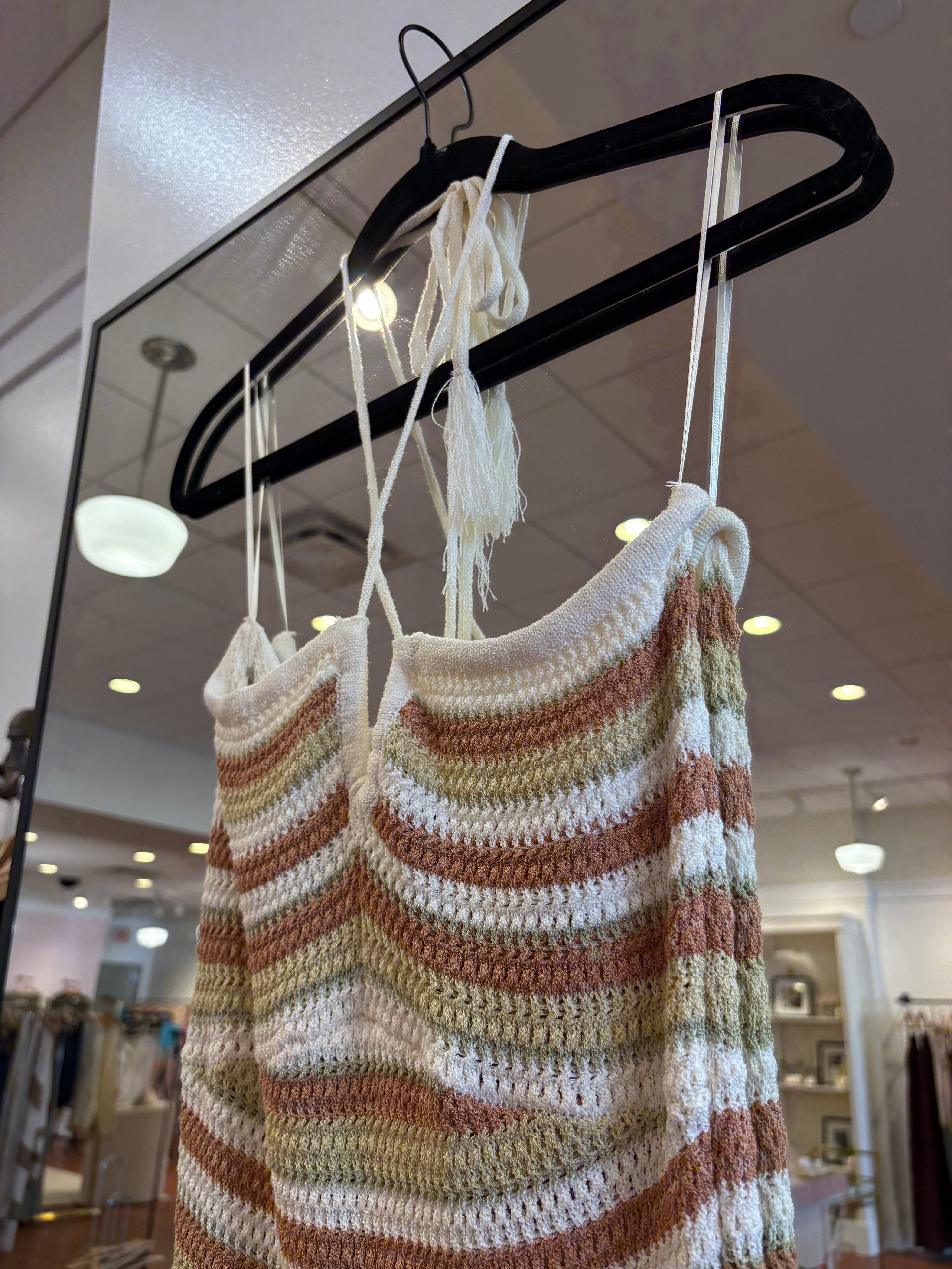 Anna Multicolor Striped Knit Halter Midi Dress