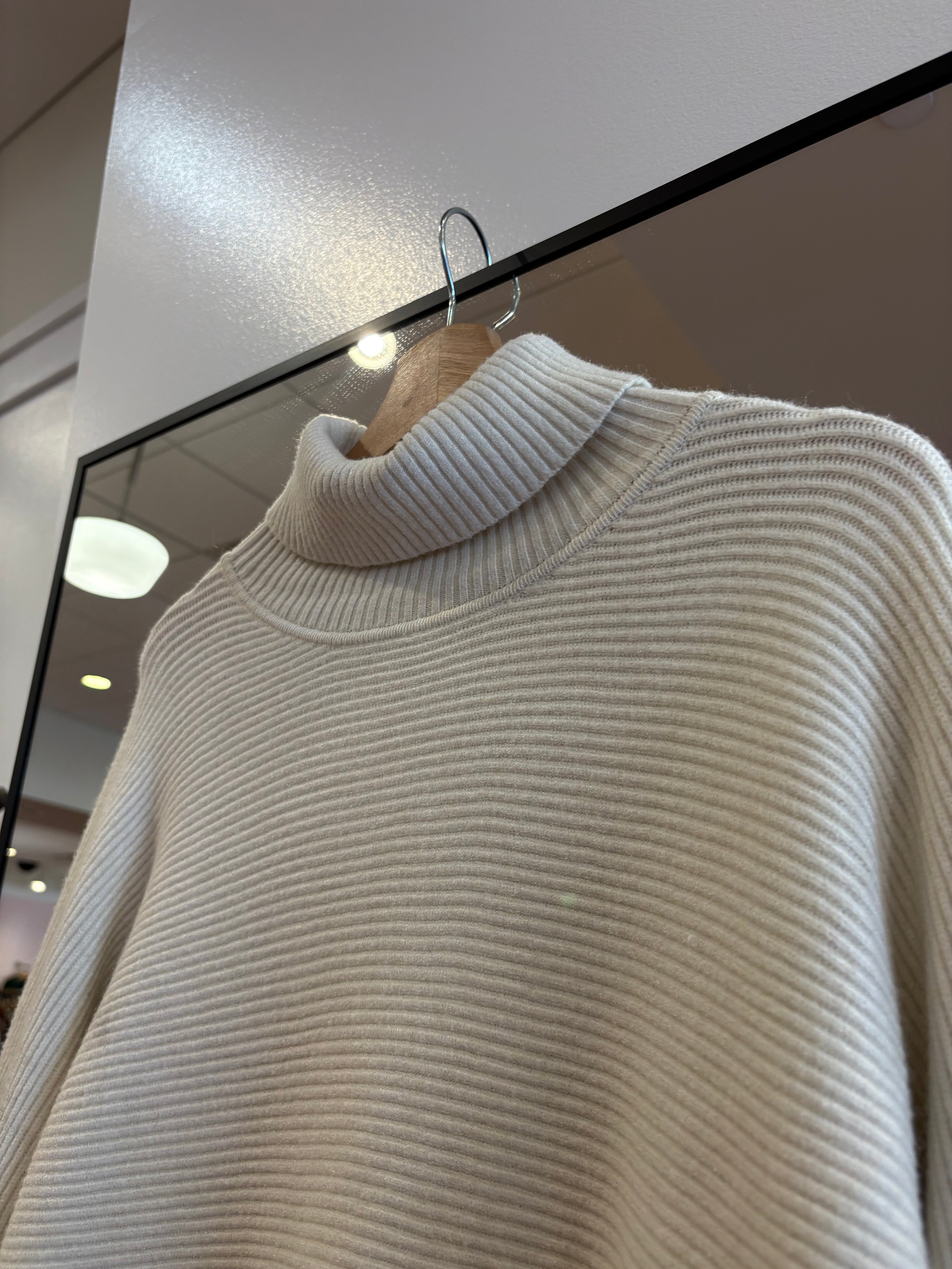 Anya Cream Tunic Ribbed Sweater Mini Dress