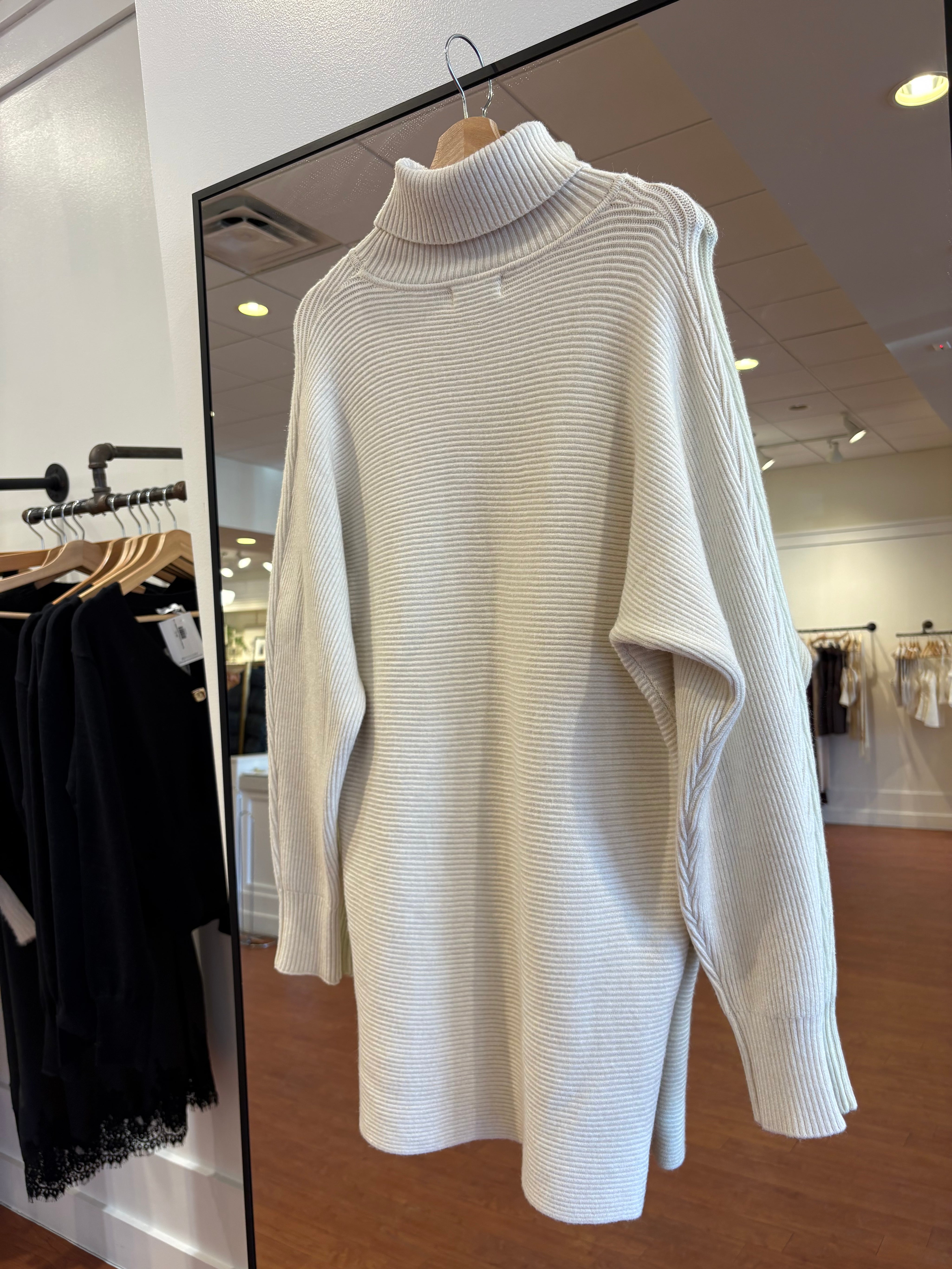 Anya Cream Tunic Ribbed Sweater Mini Dress