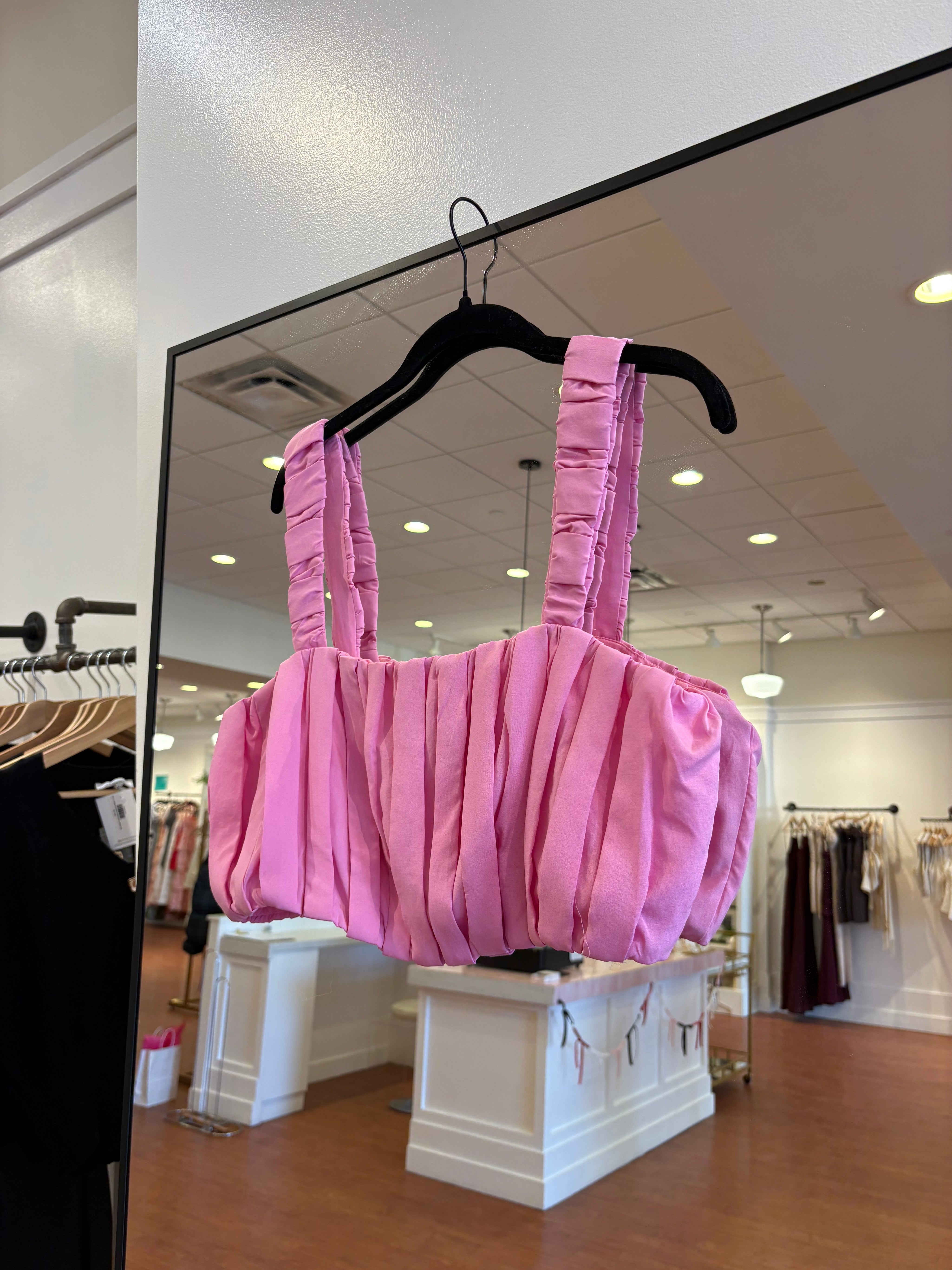 Audrey Pleated Pink Crop Top