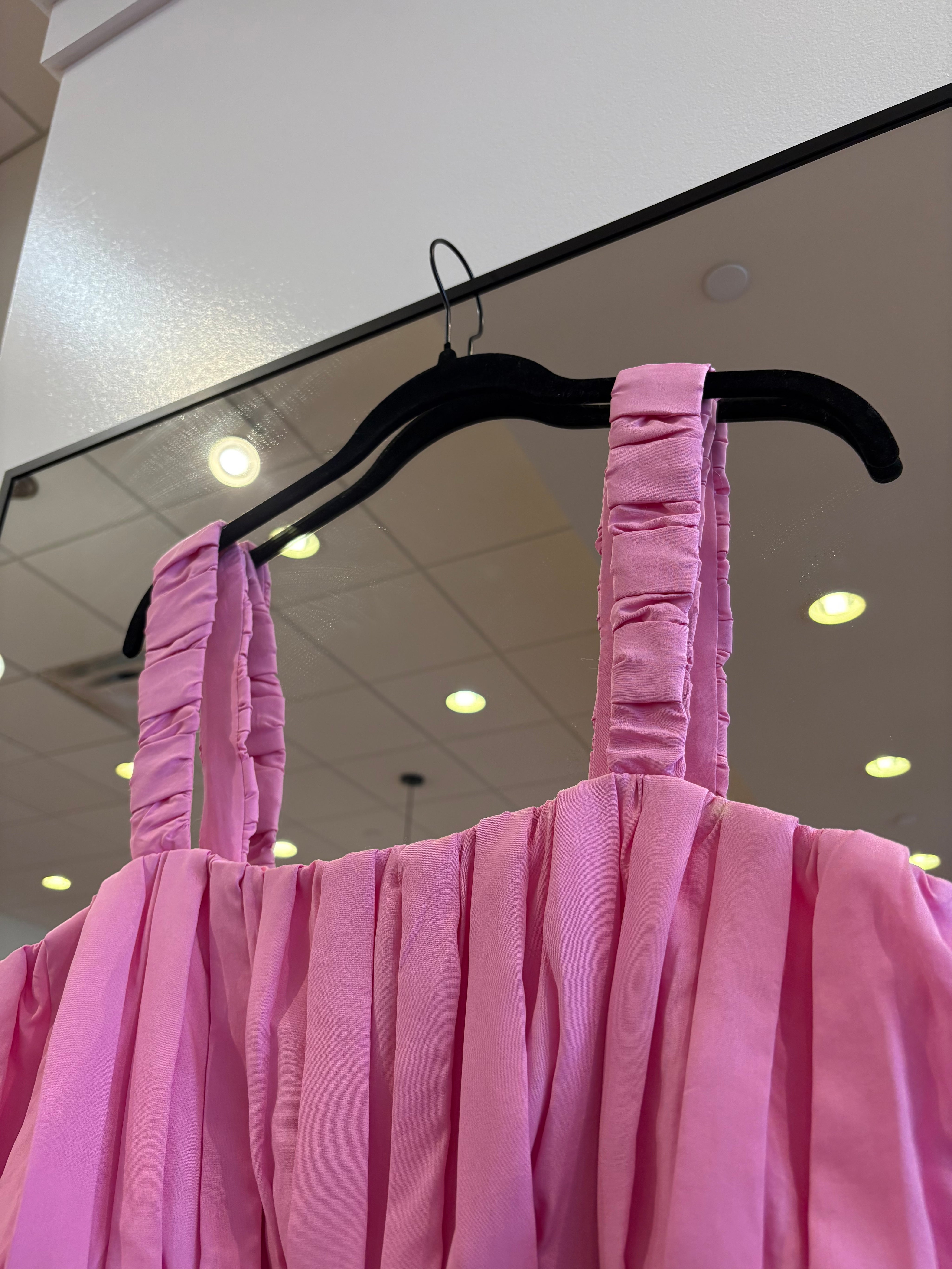 Audrey Pleated Pink Crop Top