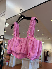 Audrey Pleated Pink Crop Top